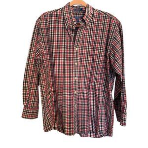 Pendleton Red Plaid Metro Shirt 100% Cotton Large Long Sleeve Button-Down Collar